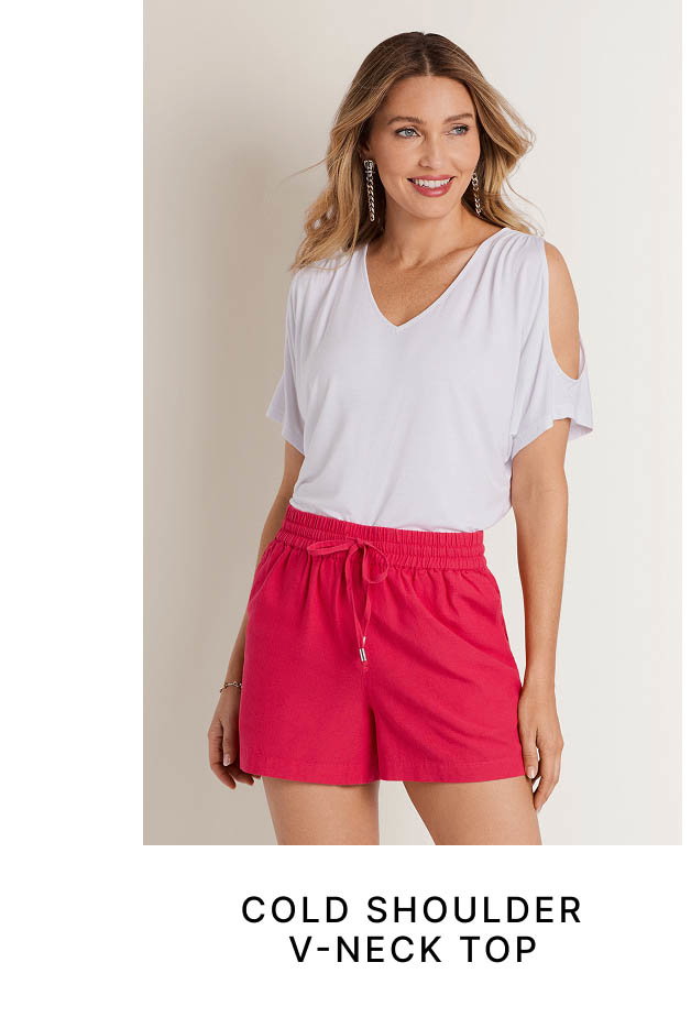 Cold Shoulder V-Neck Top