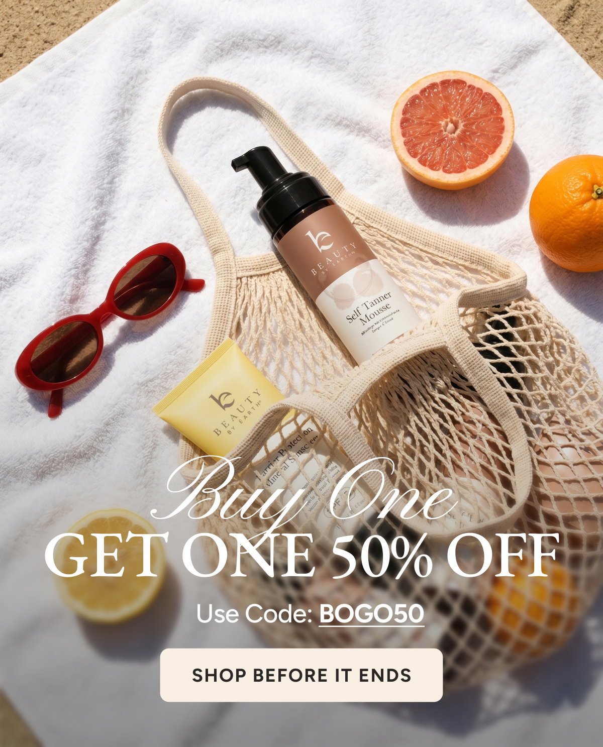 Buy one, get one 50% off. Use code BOGO50. Shop before it ends.