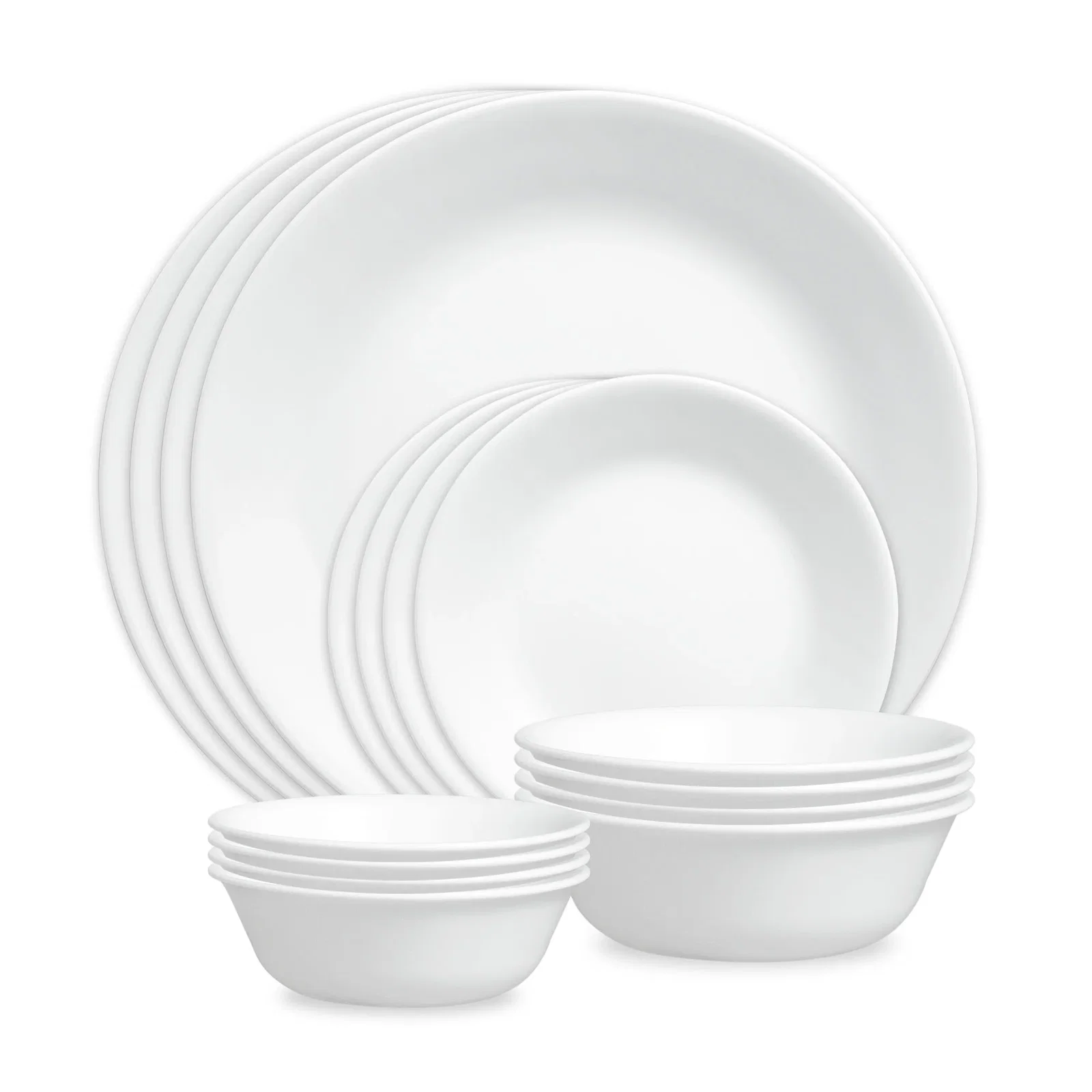 Image of Corelle® Winter Frost White 16-piece Mugless Dinnerware Set, Service for 4