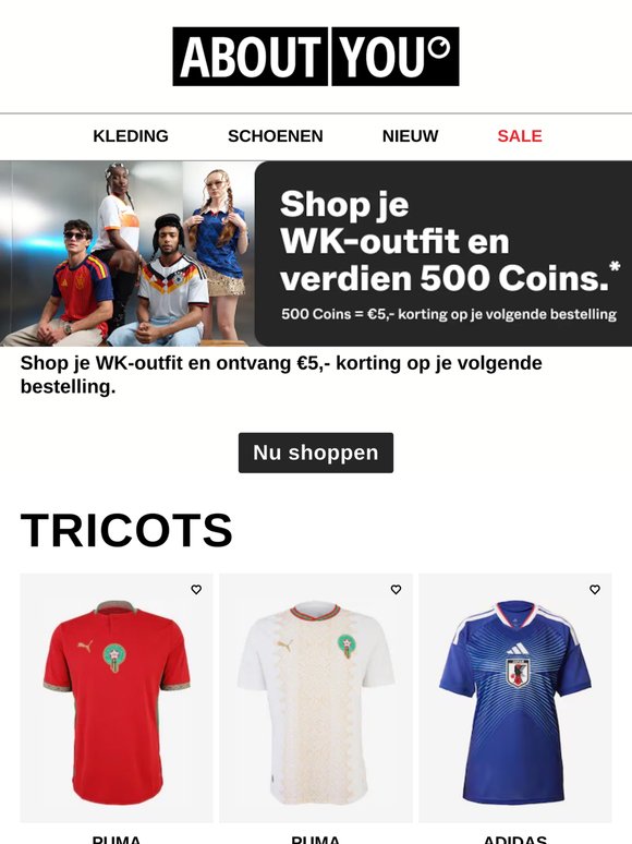 Bestel een voetbalshirt & verdien 500 Coins