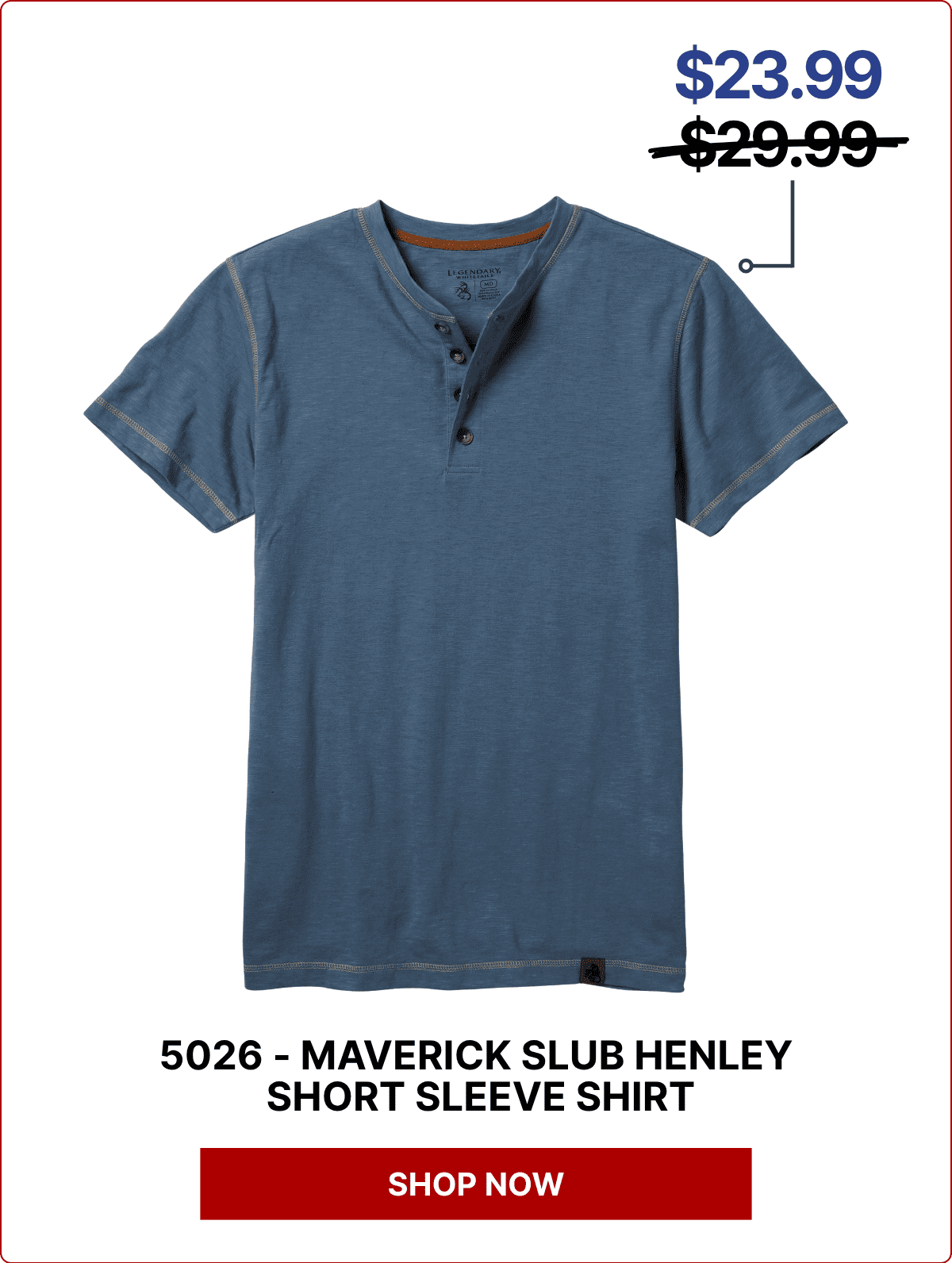 Men's Maverick Slub Henley Short Sleeve Shirt