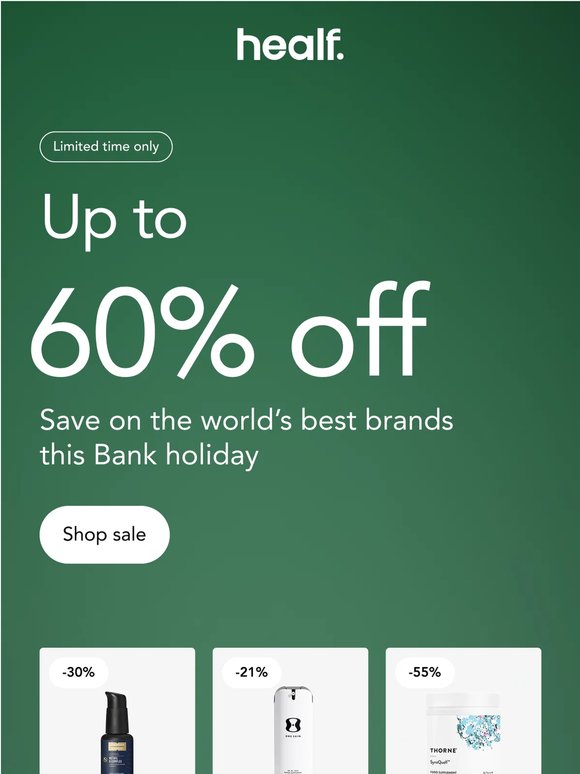 Save up to 60% in our Bank Holiday Sale