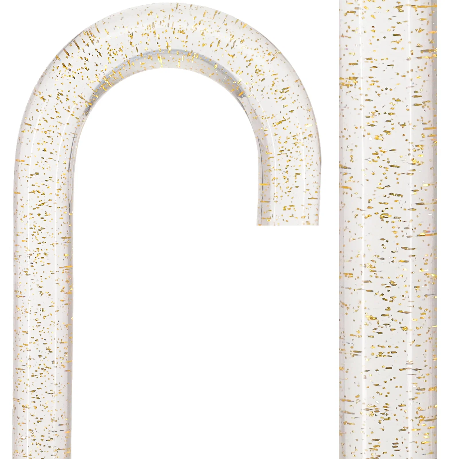 Image of Golden Shimmer Cane: Gold Sparkles in Invisible Clear Shaft