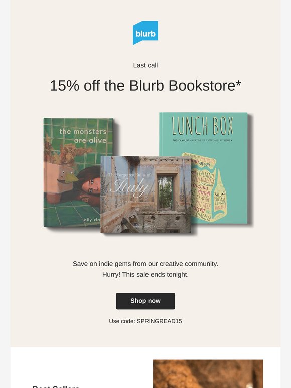 Don’t wait: 15% off ends tonight