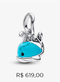 Charm Prata Pendente Baleia Azul Turquesa