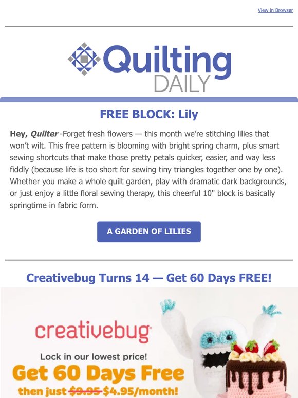 Bloom Into Spring with This FREE Lily Block 🌸