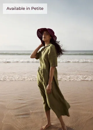 Fen Violet Linen Midi Dress