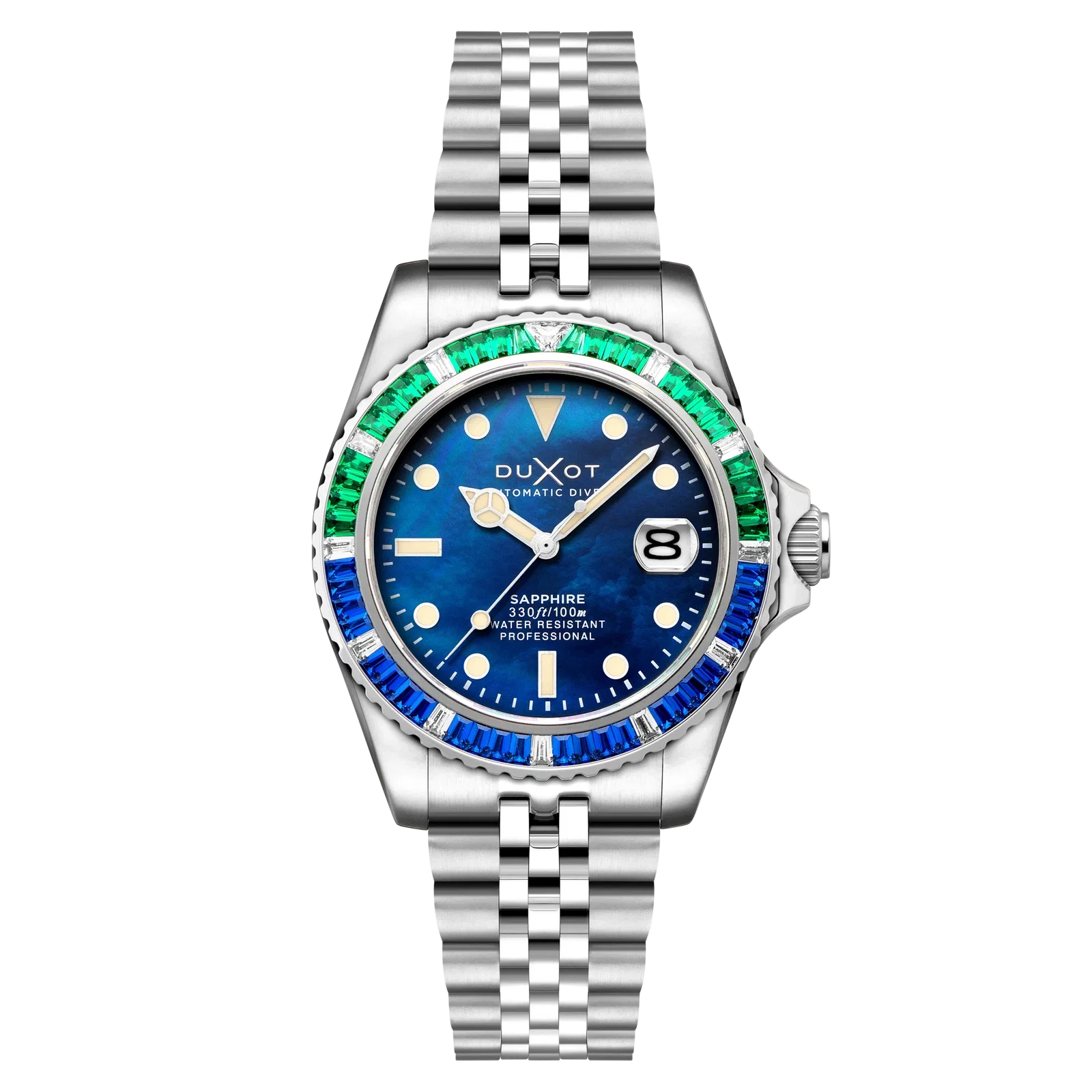 Image of Duxot Men's 40mm Atlantica 40 Rainbow Automatic MOP Dial Bracelet Watch