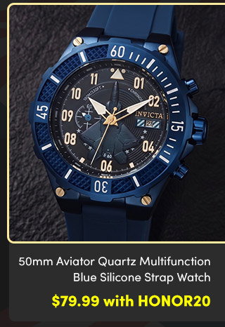 INV-39893 INVICTA | Men's 50mm Aviator Quartz Multifunction Blue Silicone Strap Watch - $79.99 with HONOR20