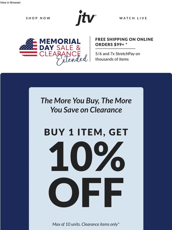 Save even more on clearance up to an extra 20% off