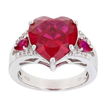 Red Lab Created Ruby Rhodium Over Silver Ring 7.30ctw