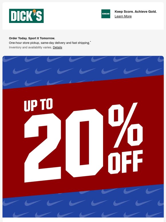 Your update — 20% off select Nike clothing and shoes