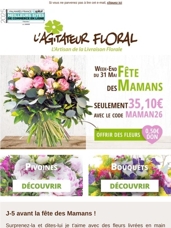 💐 J-5 avant la Fête des Mamans ! Votre remise est toujours disponible...