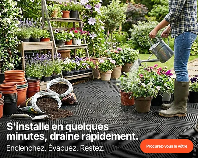 S'installe en quelques minutes, draine rapidement.
