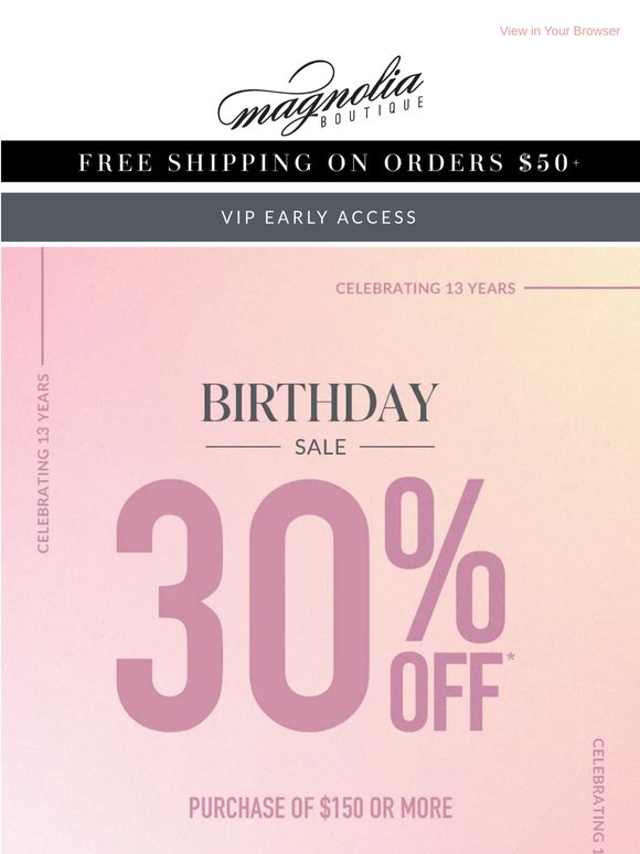 VIP Access: 30% Off Sitewide! 🎉