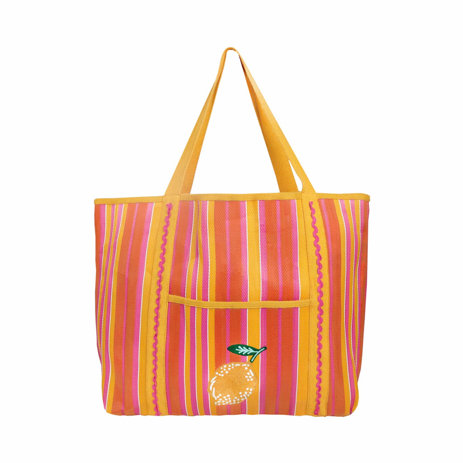 Image of Recycled Plastic Striped Lemon Tote Bag