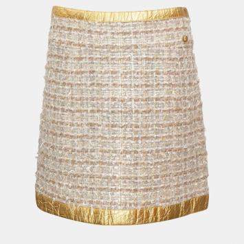 Gold Metallic Tweed Skirt S
