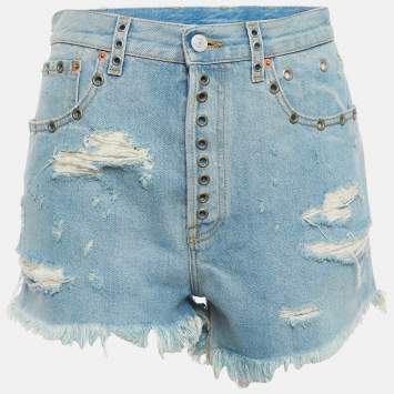 Blue Distressed Denim Embellis