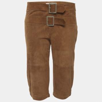 Camel Suede Buckle Detail Shor