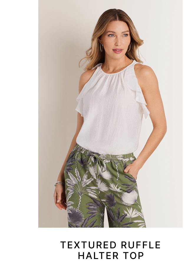 Textured Ruffle Halter Top