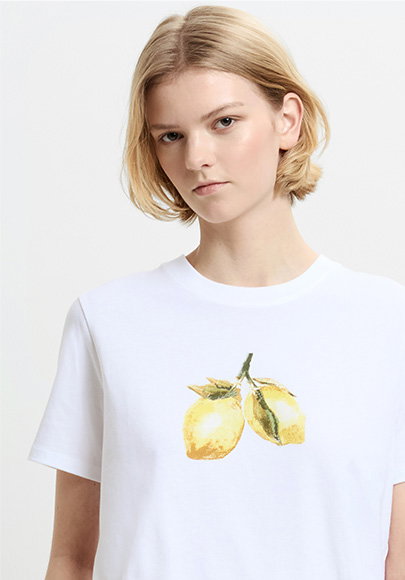 Lemons White Cotton Graphic T-Shirt