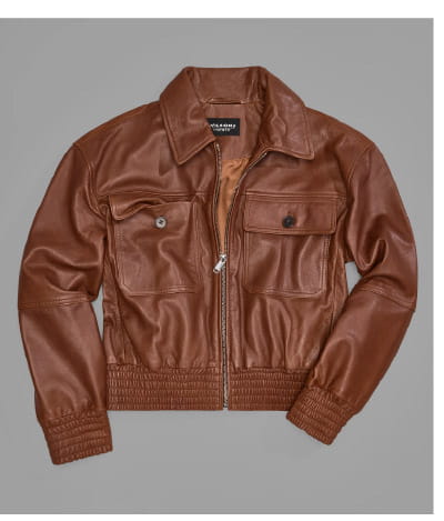 Maggie Cropped Lightweight Leather Aviator Jacket