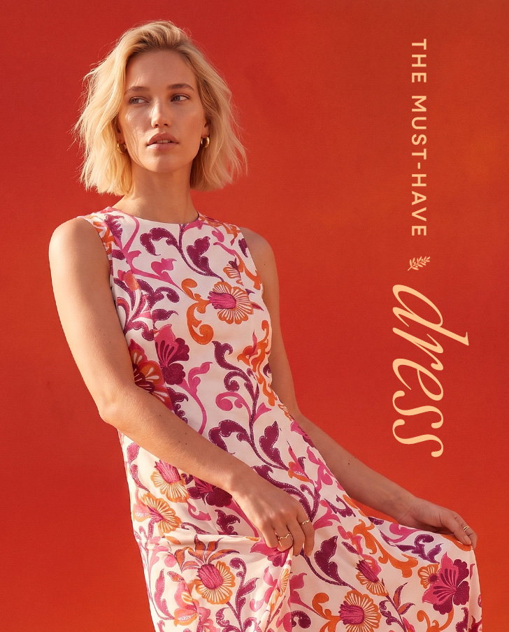 Pink Floral Pleated A-Line Midi Dress