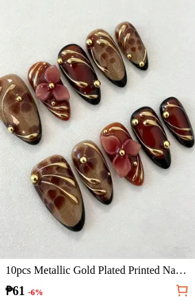 10pcs Metallic Gold Plated Printed...