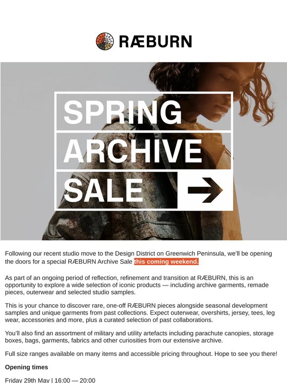 Final Reminder: RÆBURN Archive Sale