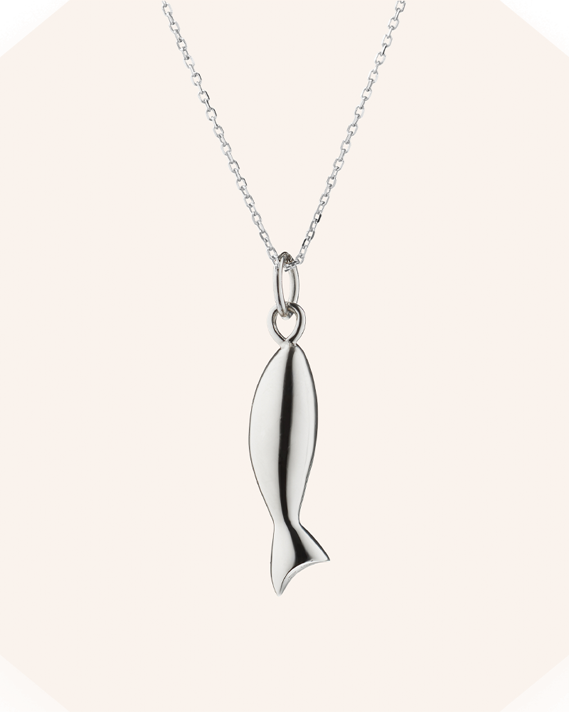 Mini "Perseverance" Fish Sterling Silver Necklace