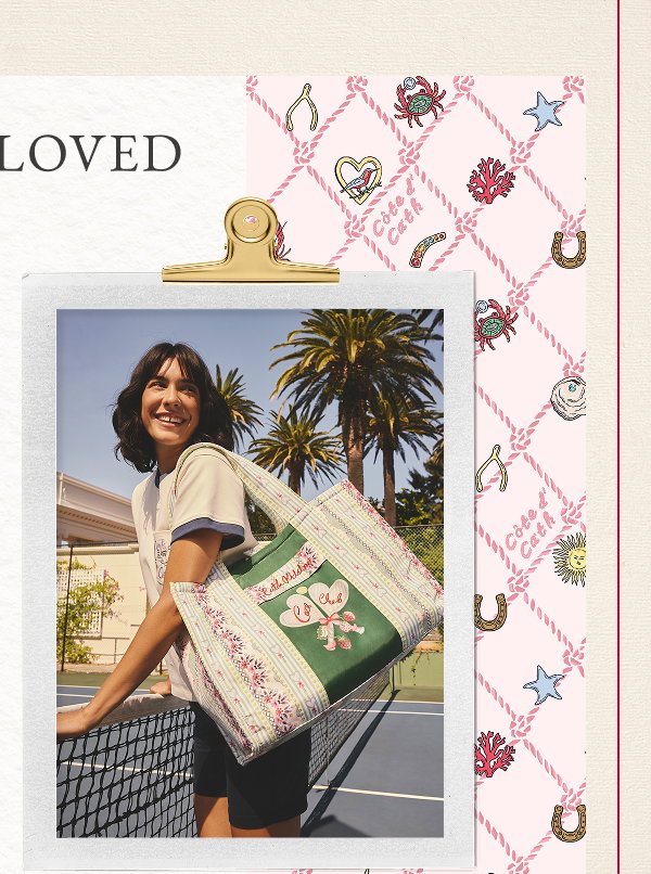 Cath Kidston Green Tennis Print Stripe Market Shopper