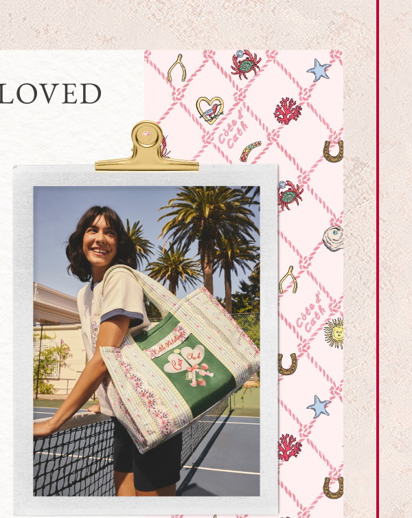 Cath Kidston Green Tennis Print Stripe Market Shopper