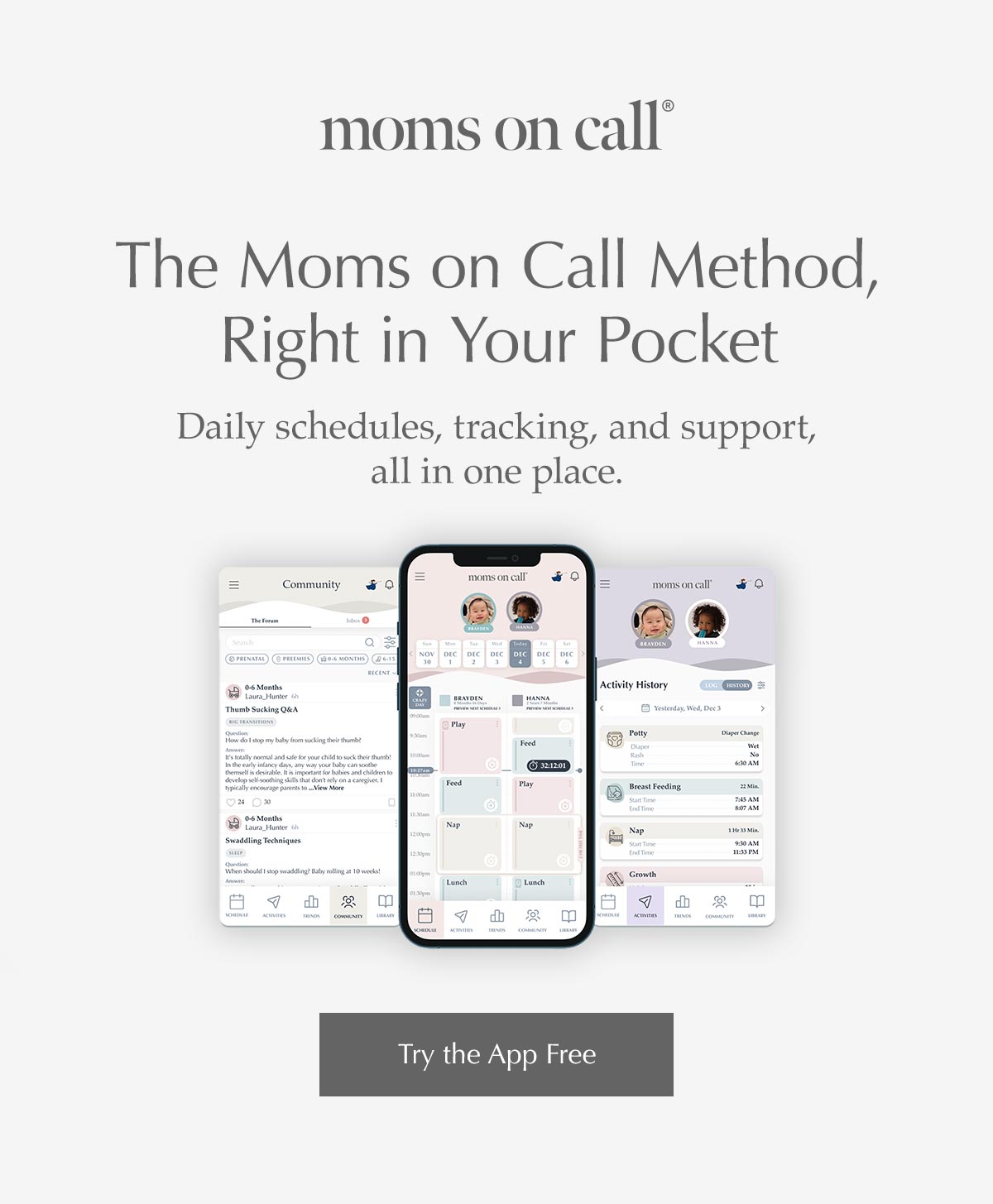 Moms on Call | The Moms on Call Method, Right in Your Pocket. Daily schedules, tracking, and support, all in one place.