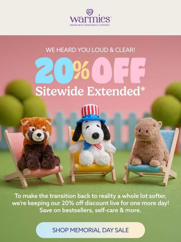 You asked… 20% OFF sale extended