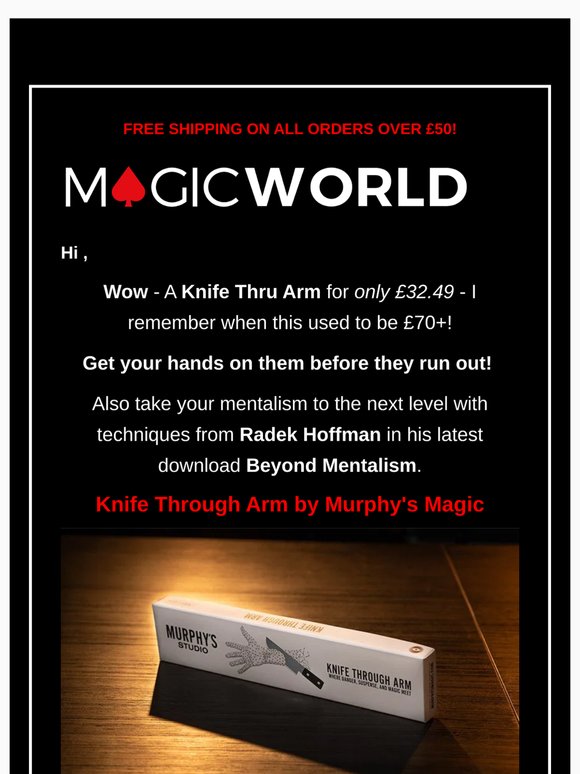 A Knife Thru Arm for Under 35 - Plus Beyond Mentalism by Radek Hoffman