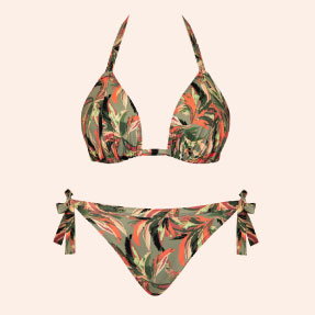 Sunset Palm String Bikini Top Palm Print Multicolour
