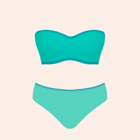 Minimalist Bandeau Strapless Multiway Bikini Top Aqua Blue