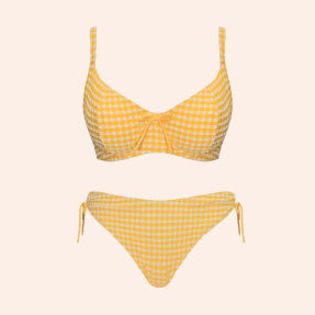 Holiday Check Scooped Balcony Bikini Top Sunshine Yellow
