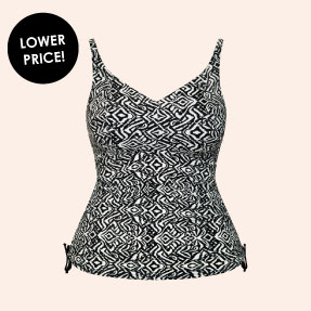 Wild Horizon Non-Wired Multiway Tankini Top Black Print