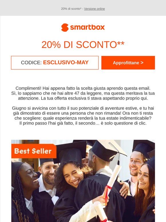Il tuo esclusivo -20% è in questa email