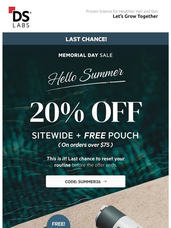 Final Call: 20% Off Sitewide + Free Gift