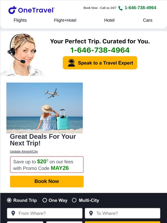 ✈️ Great Flight Deals! Save up to $20 on Our fees!