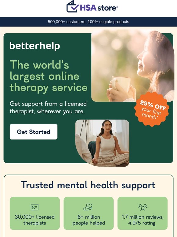 25% off your first month of therapy