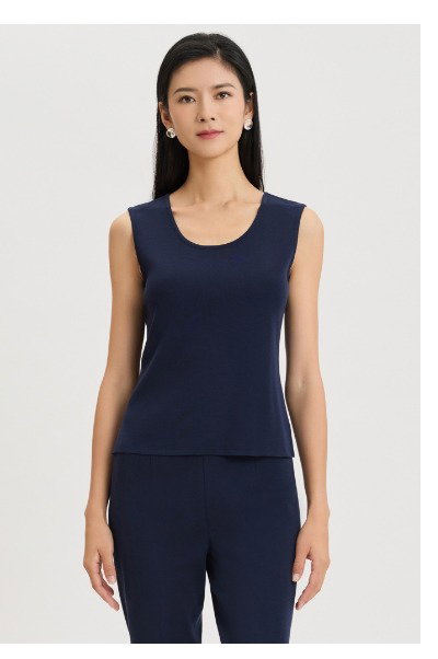 Scoop Neck Knit Tank, Indigo