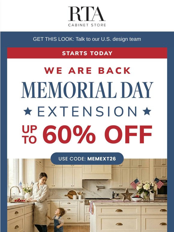 💥We Are Back! Memorial Day Savings Extended
