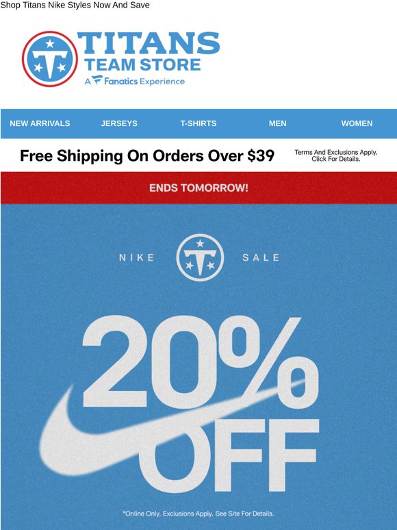 Ends Tomorrow | 20% Off Nike Gear