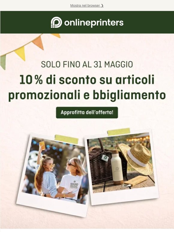 Ultima possibilità: 10 % di sconto sugli articoli promozionali