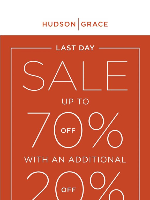 Final Hours—Up to 70% Off Sale ends tonight!