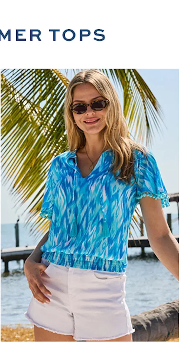 Blue Aztec Print Pom Pom Top