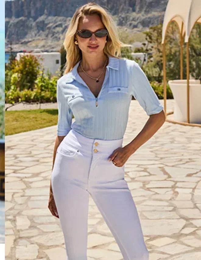 White Contour Waist Skinny Jeans